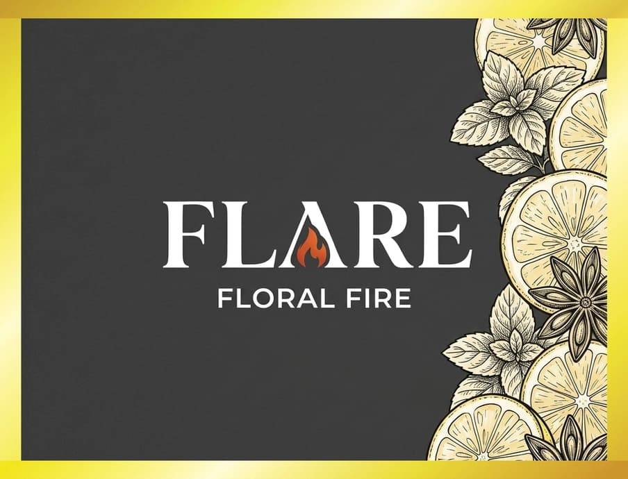 Floral Fire bottle label